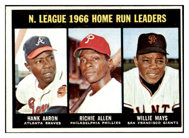 1967 Topps Baseball #244 N.L. Home Run Leaders Aaron Mays EX-MT 530912