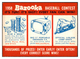 1958 Topps Baseball Contest Card Ex+ Unmarked 531007