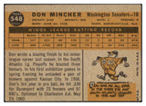 1960 Topps Baseball #548 Don Mincher Senators VG 531153