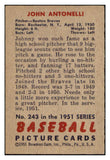 1951 Bowman Baseball #243 John Antonelli Braves EX-MT 531347