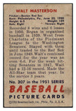 1951 Bowman Baseball #307 Walt Masterson Red Sox EX-MT 531357