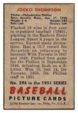 1951 Bowman Baseball #294 Jocko Thompson Phillies EX-MT 531363