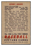 1951 Bowman Baseball #288 Bobby Adams Reds EX-MT 531367