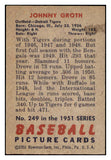 1951 Bowman Baseball #249 Johnny Groth Tigers EX-MT 531387