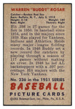 1951 Bowman Baseball #236 Buddy Rosar Red Sox EX-MT 531393