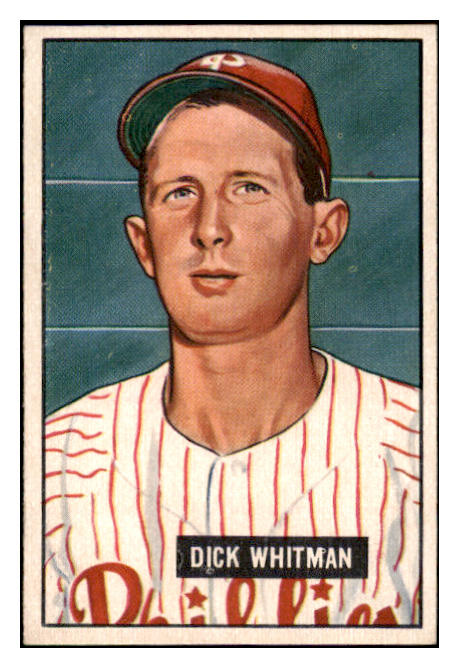 1951 Bowman Baseball #221 Dick Whitman Phillies EX-MT 531399