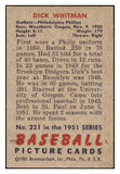 1951 Bowman Baseball #221 Dick Whitman Phillies EX-MT 531399