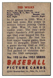 1951 Bowman Baseball #193 Ted Wilks Cardinals EX-MT 531405