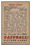 1951 Bowman Baseball #174 Mickey Owen Cubs EX-MT 531436
