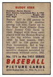 1951 Bowman Baseball #171 Buddy Kerr Braves EX-MT 531437