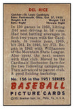 1951 Bowman Baseball #156 Del Rice Cardinals EX-MT 531443