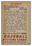 1951 Bowman Baseball #153 Rex Barney Dodgers EX-MT 531446