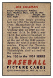 1951 Bowman Baseball #120 Joe Coleman A's EX-MT 531456