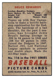 1951 Bowman Baseball #116 Bruce Edwards Dodgers EX-MT 531458