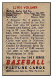 1951 Bowman Baseball #091 Clyde Vollmer Red Sox EX-MT 531464