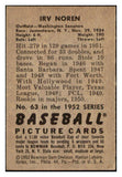 1952 Bowman Baseball #063 Irv Noren Senators EX-MT 531523