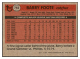 1981 Topps Traded #763 Barry Foote Yankees Signed Autographed 531879