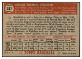 1952 Topps Baseball #237 Jerry Coleman Yankees Good 532605