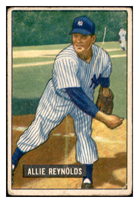 1951 Bowman Baseball #109 Allie Reynolds Yankees Fair 533845