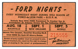1954 Atlanta Crackers Ticket Stub Nashville New Orleans VG-EX 533876