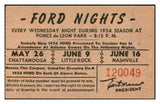 1954 Atlanta Crackers Ticket Stub Chattanooga Little Rock EX-MT 533880