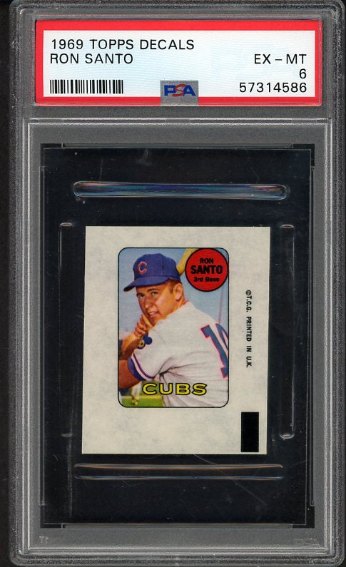 1969 Topps Baseball Decals Ron Santo Cubs PSA 6 EX-MT 536982