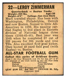 1948 Leaf Football #032 Leroy Zimmerman Yanks EX 537316
