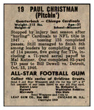 1949 Leaf Football #019 Paul Christman Cardinals EX-MT 537348