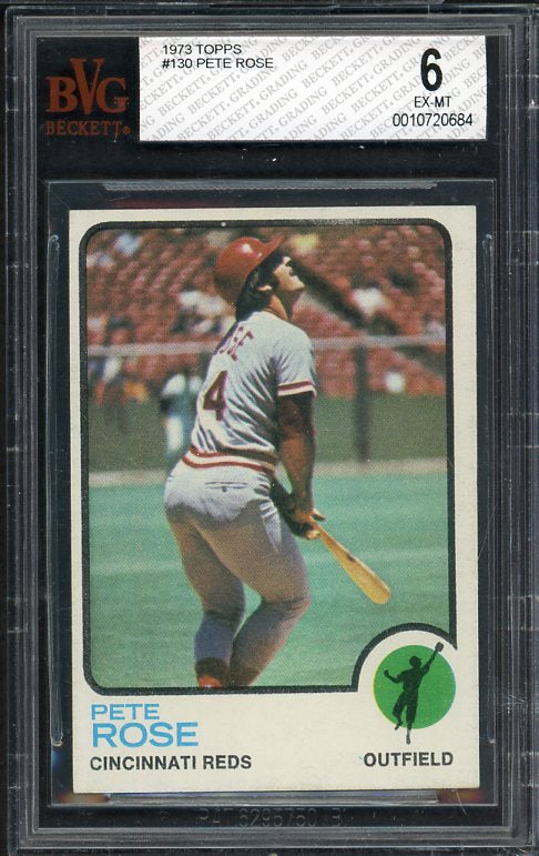 1973 Topps Baseball #130 Pete Rose Reds BVG 6 EX-MT 538284