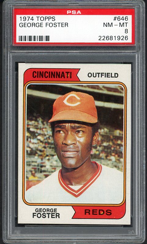 1974 Topps Baseball #646 George Foster Reds PSA 8 NM/MT 538373