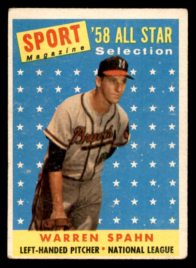 1958 Topps Baseball #494 Warren Spahn A.S. Braves VG-EX 538823