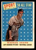 1958 Topps Baseball #494 Warren Spahn A.S. Braves VG-EX 538894