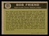 1961 Topps Baseball #585 Bob Friend A.S. Pirates EX-MT 540296
