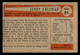 1954 Bowman Baseball #081 Jerry Coleman Yankees VG-EX 542029