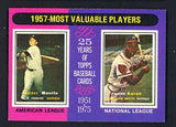 1975 Topps Baseball #195 Mickey Mantle Hank Aaron EX-MT 542257