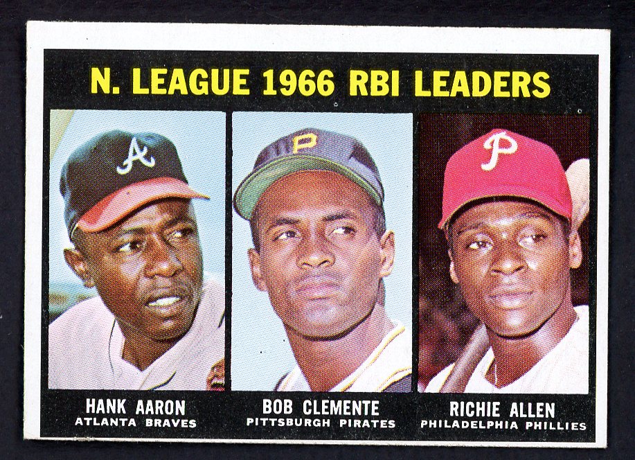1967 Topps Baseball #242 N.L. RBI Leaders Aaron Clemente Mays EX-MT 543274
