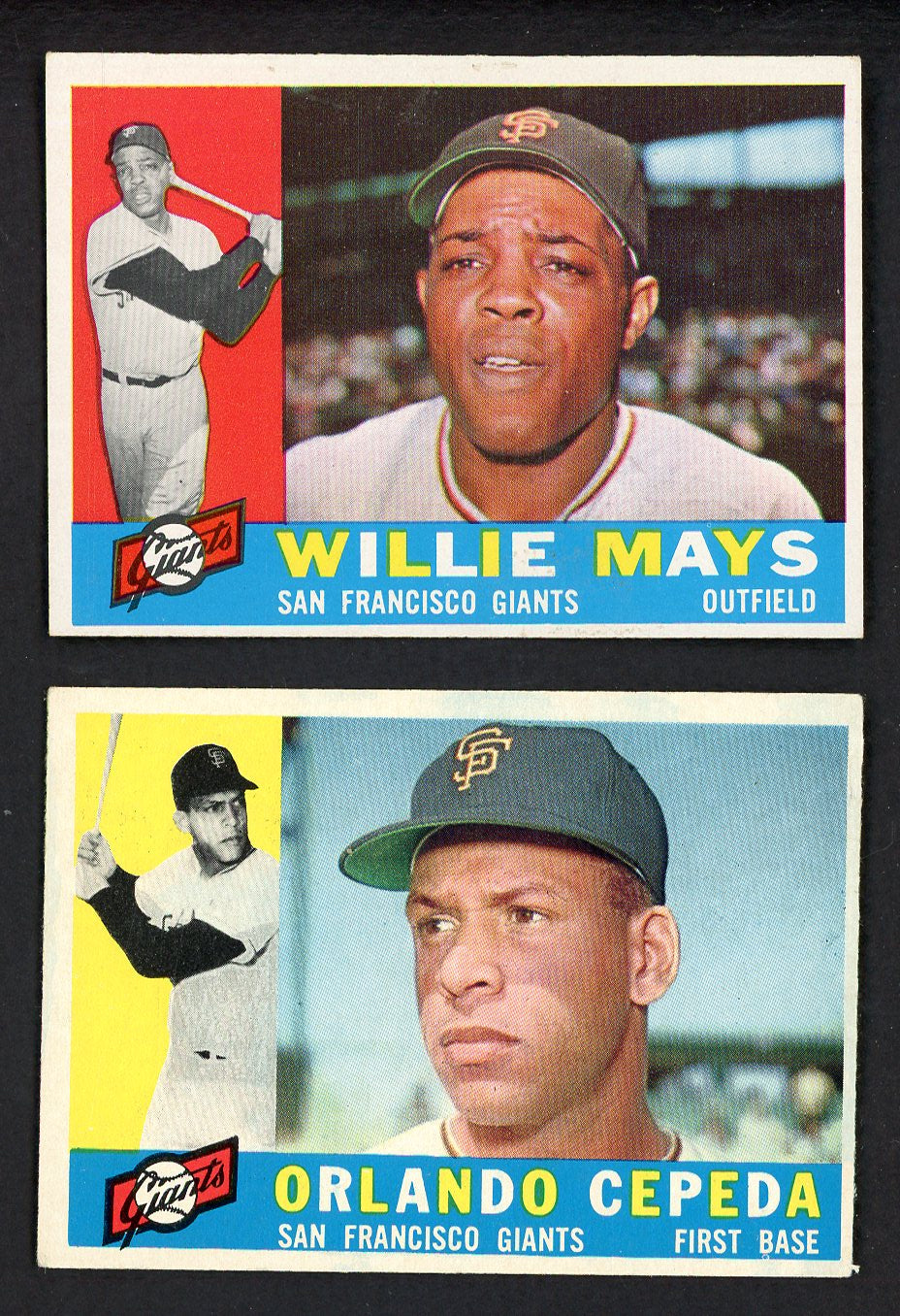1960 Topps Lot #200 Willie Mays #450 Orlando Cepeda Nice Shape 543313