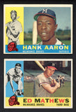 1960 Topps Lot #300 Hank Aaron #420 Eddie Mathews Nice 543316