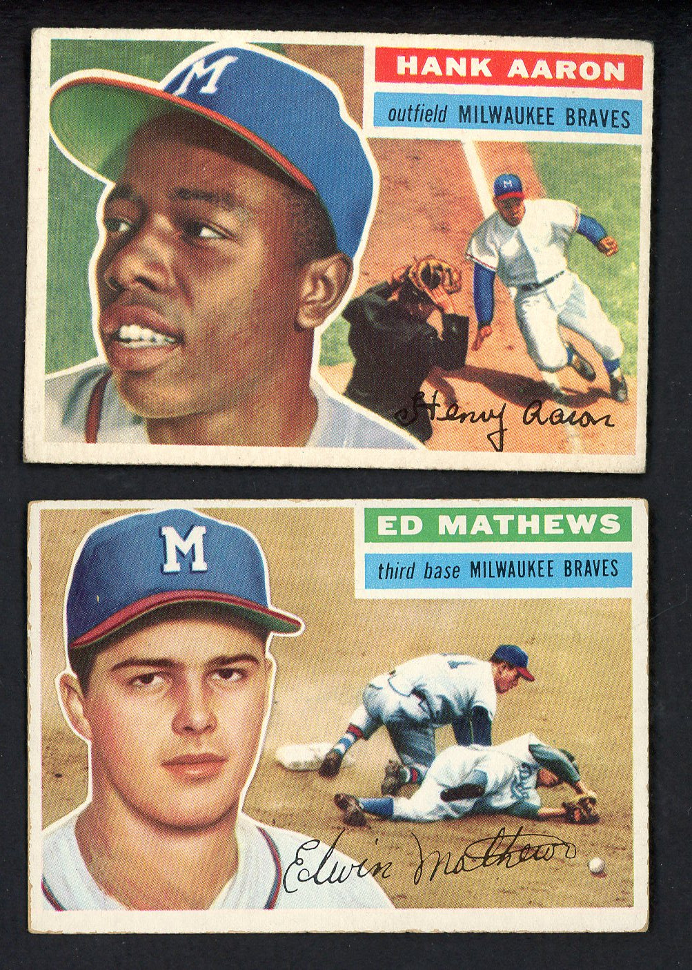 1956 Topps Lot #31 Hank Aaron #107 Eddie Mathews Mid Grade 543319