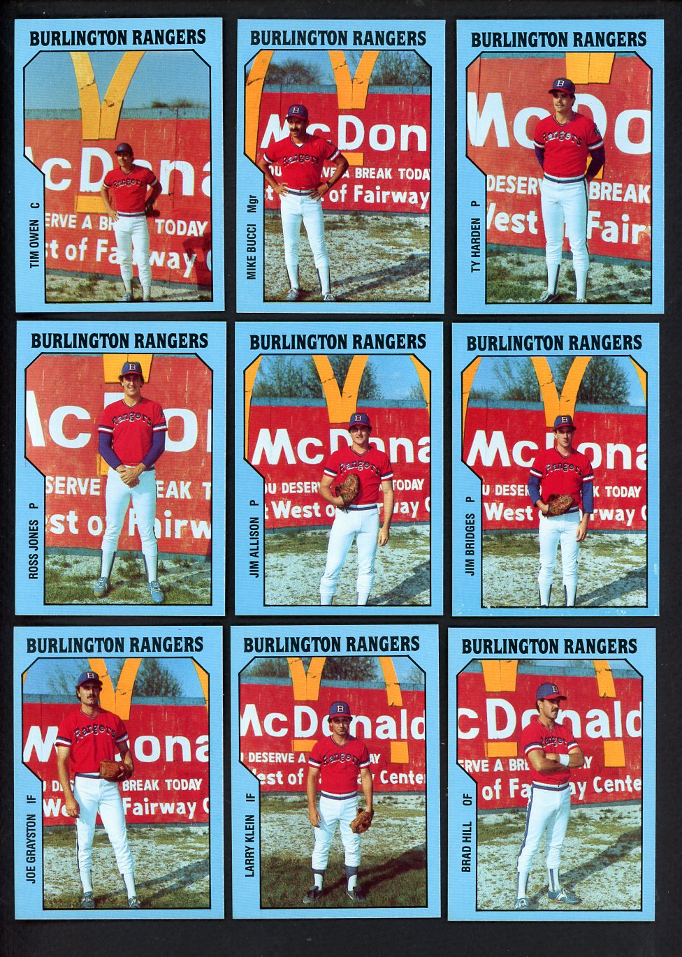 1985 TCMA Burlington Rangers Complete Set Ty Harden 543614