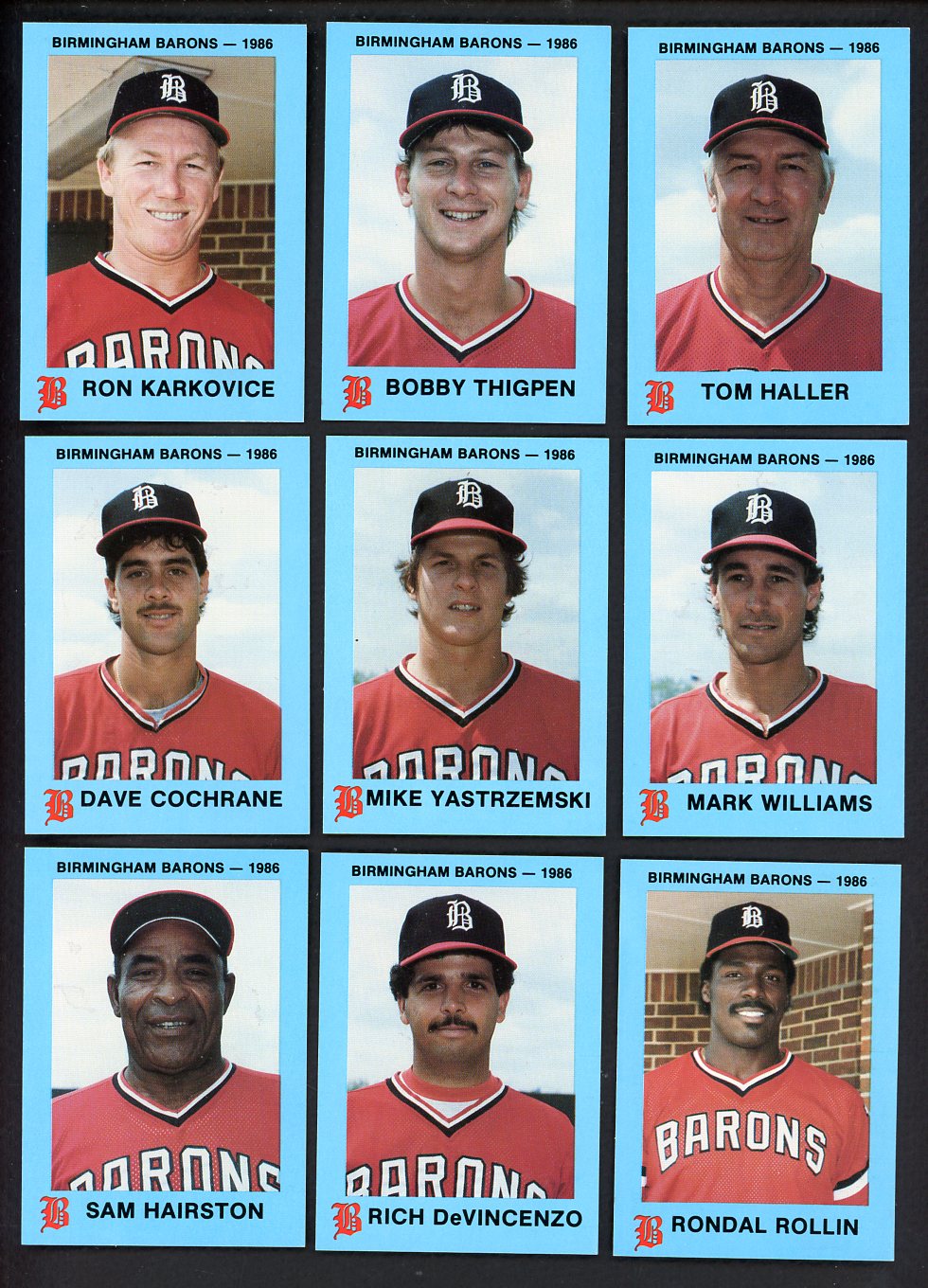 1986 Team Issue Birmingham Barons Complete Set Bobby Thigpen 543667