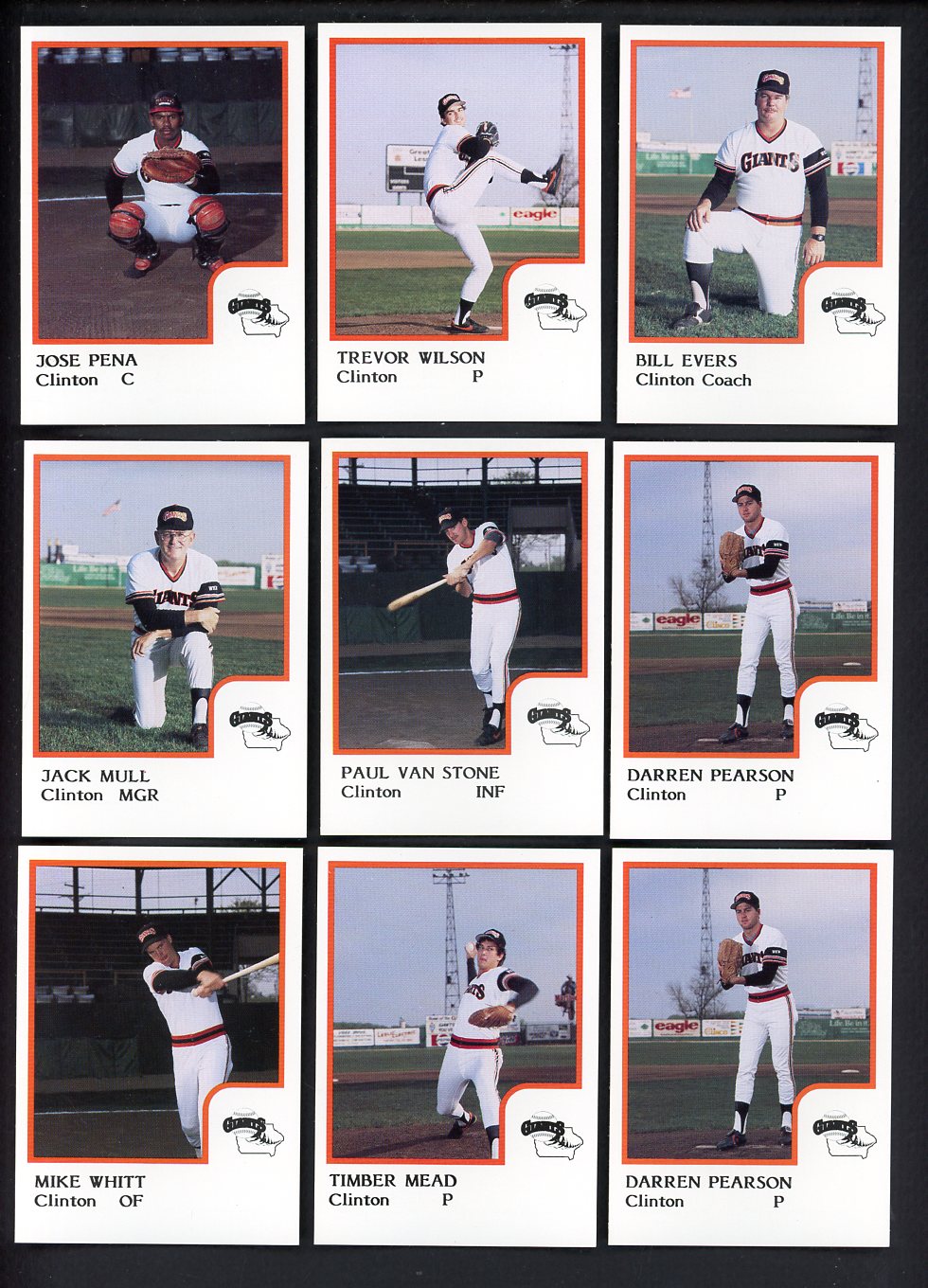 1986 Pro Card Clinton Giants Complete Set Trevor Wilson 543673
