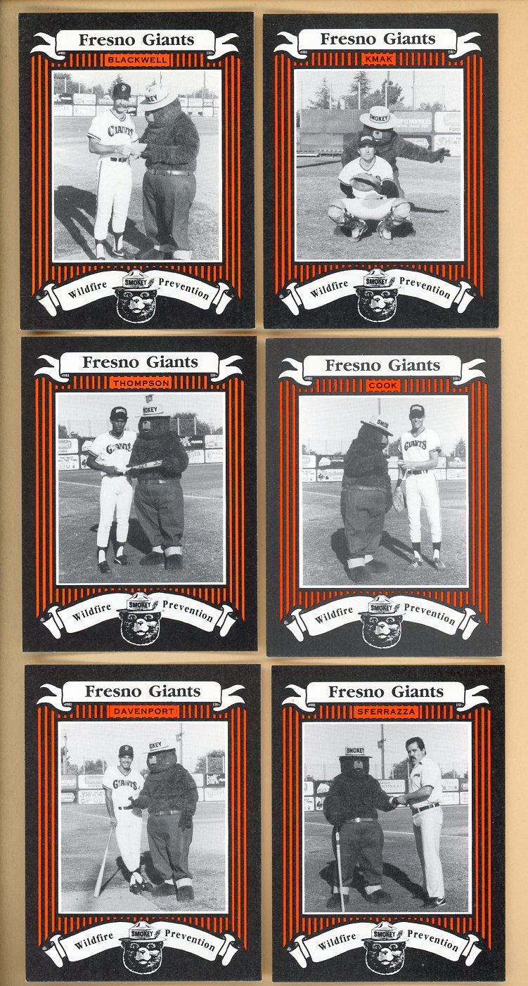 1986 Smokey Bear Fresno Giants Complete Set Tim Blackwell 543684
