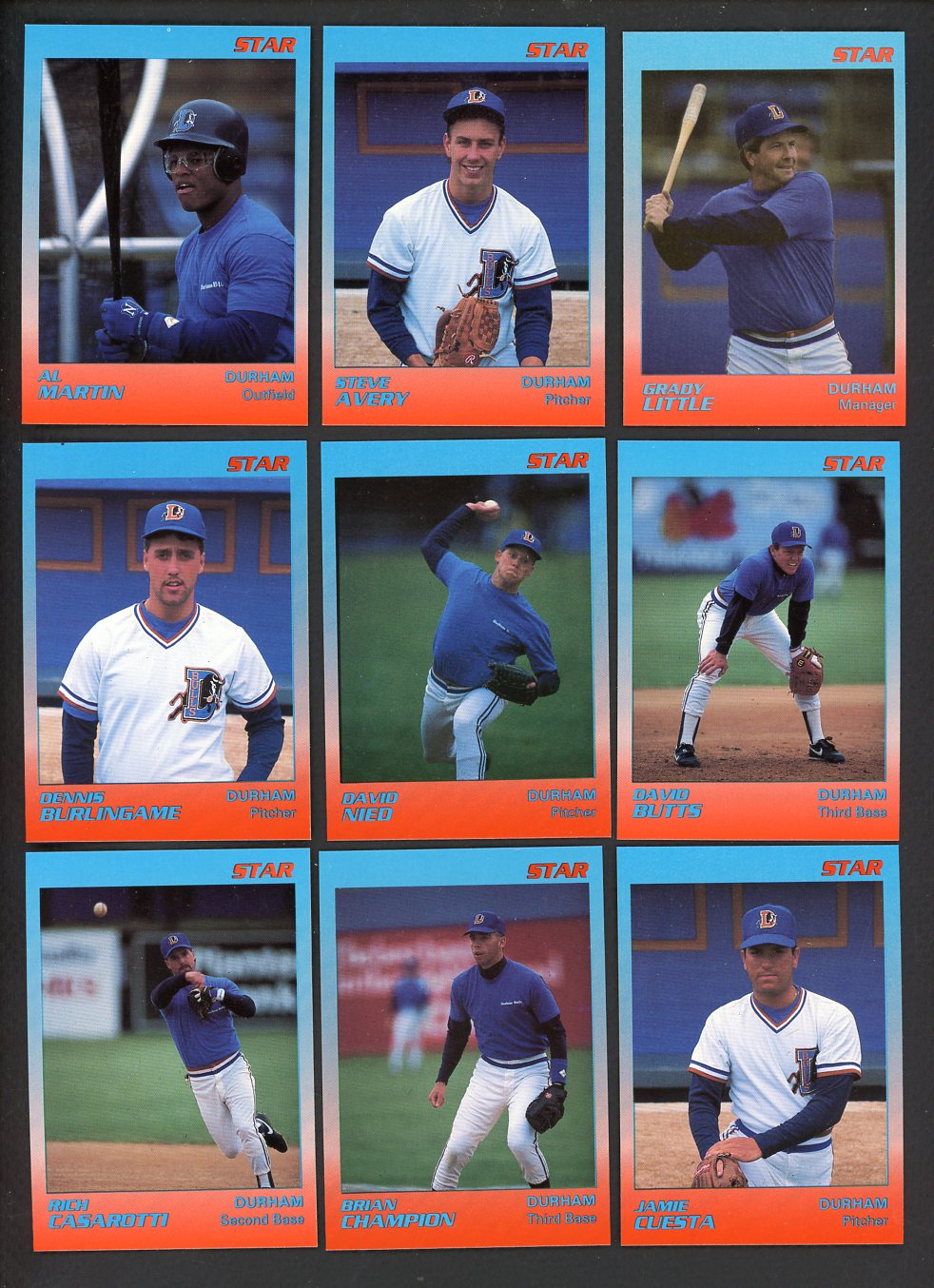 1989 Star Durham Bulls Orange Blue Complete Set Steve Avery 544033
