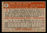 1952 Topps Baseball #041 Bob Wellman A's EX-MT Red 544130