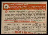 1952 Topps Baseball #049 Johnny Sain Yankees EX Red 544135