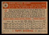 1952 Topps Baseball #050 Marv Rickert White Sox EX-MT Red 544136