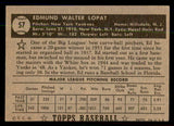 1952 Topps Baseball #057 Eddie Lopat Yankees VG-EX Black 544140