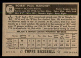 1952 Topps Baseball #058 Bob Mahoney Browns EX-MT Black 544141
