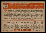 1952 Topps Baseball #060 Sid Hudson Senators EX-MT Red 544142